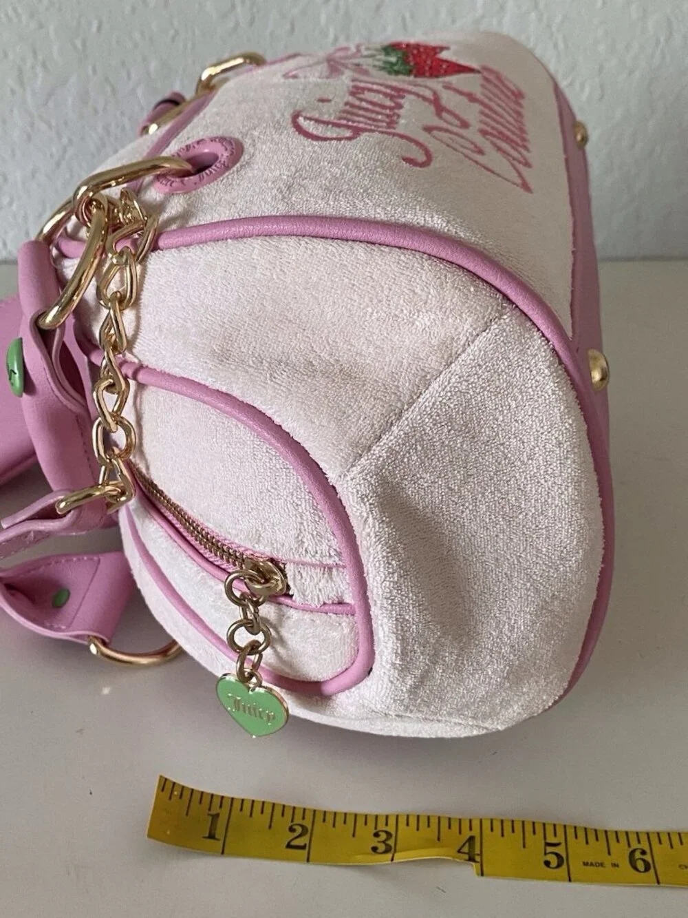 Juicy Couture Retro Strawberry Powder‎ Blush Bowler Satchel Bag W/Pouch NEW